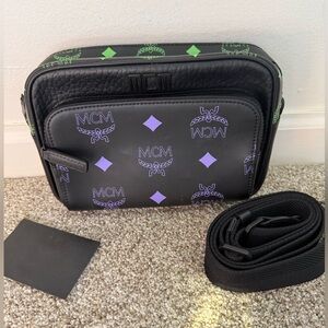 MCM Splash Logo Purple and Green Crossbody Bag